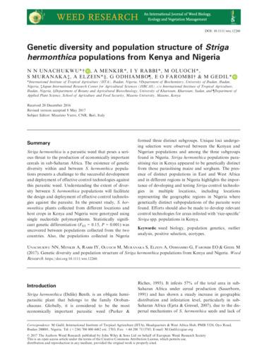 Genetic diversity and population structure of Striga hermonthica populations from Kenya and Nigeria