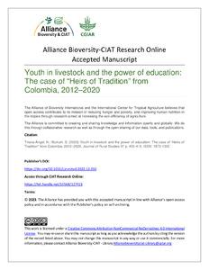 Youth in livestock and the power of education: The case of “Heirs of Tradition” from Colombia, 2012–2020