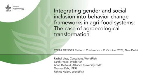 Integrating gender and social inclusion into behavior change frameworks in agri-food systems: The case of agroecological transformation
