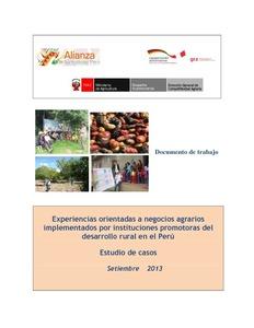 Experiencias orientadas a negocios agrarios implementados por instituciones promotoras del desarrollo rural en el Perú