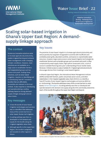Scaling solar-based irrigation in Ghana’s Upper East Region: a demand-supply linkage approach