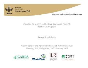 Gender research in the livestock and fish CG research program