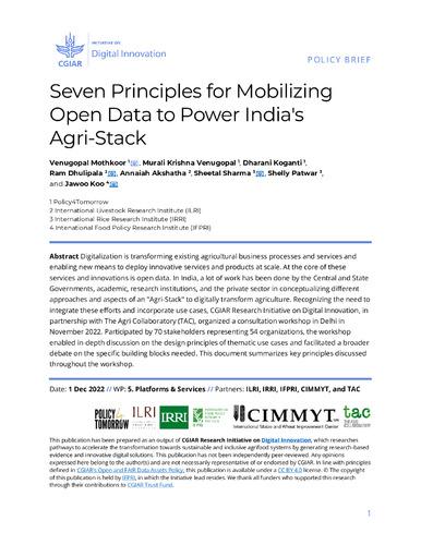 Seven Principles for Mobilizing Open Data to Power India's Agri-Stack