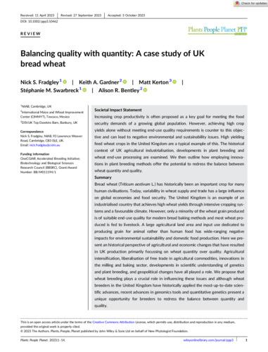 Balancing quality with quantity: a case study of UK bread wheat