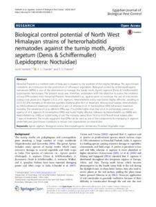 Biological control potential of North West Himalayan strains of heterorhabditid nematodes against the turnip moth, Agrotis segetum (Denis & Schiffermuller) (Lepidoptera: Noctuidae)