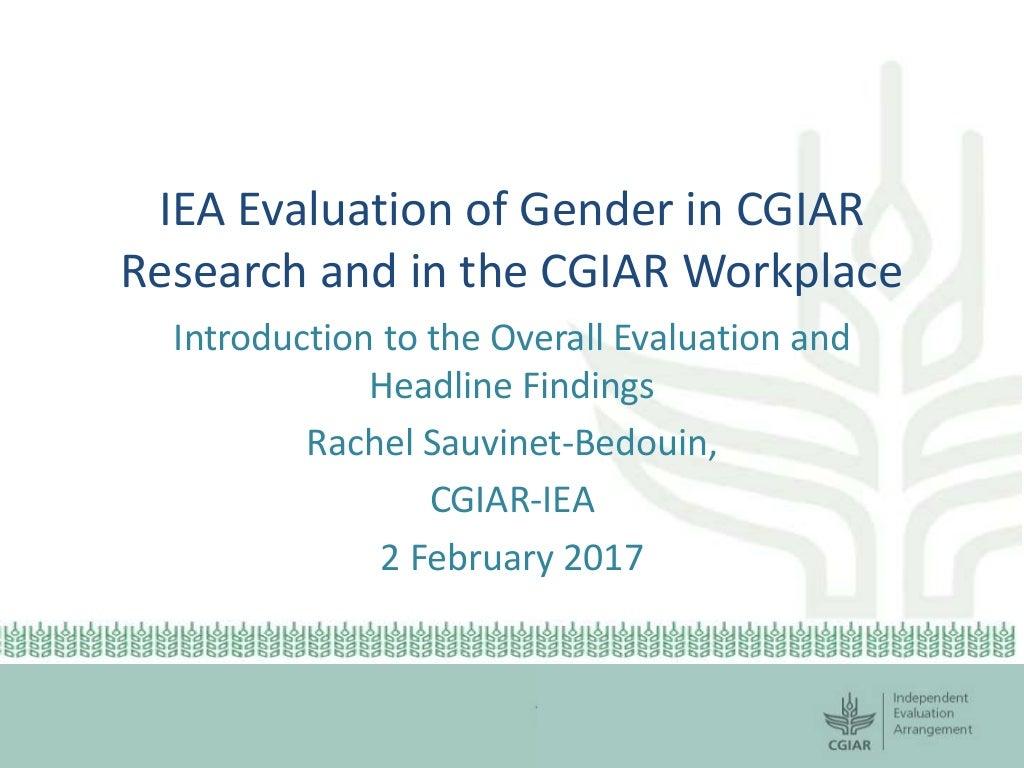 Session 6.1 CGIAR gender evaluation introduction by Rachel Bedouin