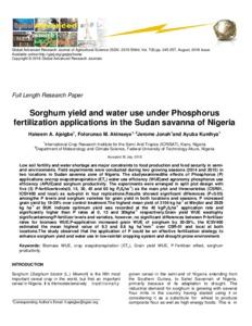 Sorghum yield and water use under Phosphorus fertilization applications in the Sudan savanna of Nigeria