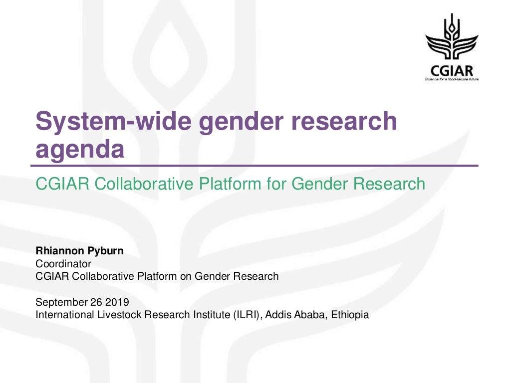 System-wide gender research agenda. CGIAR Collaborative Platform for Gender Research