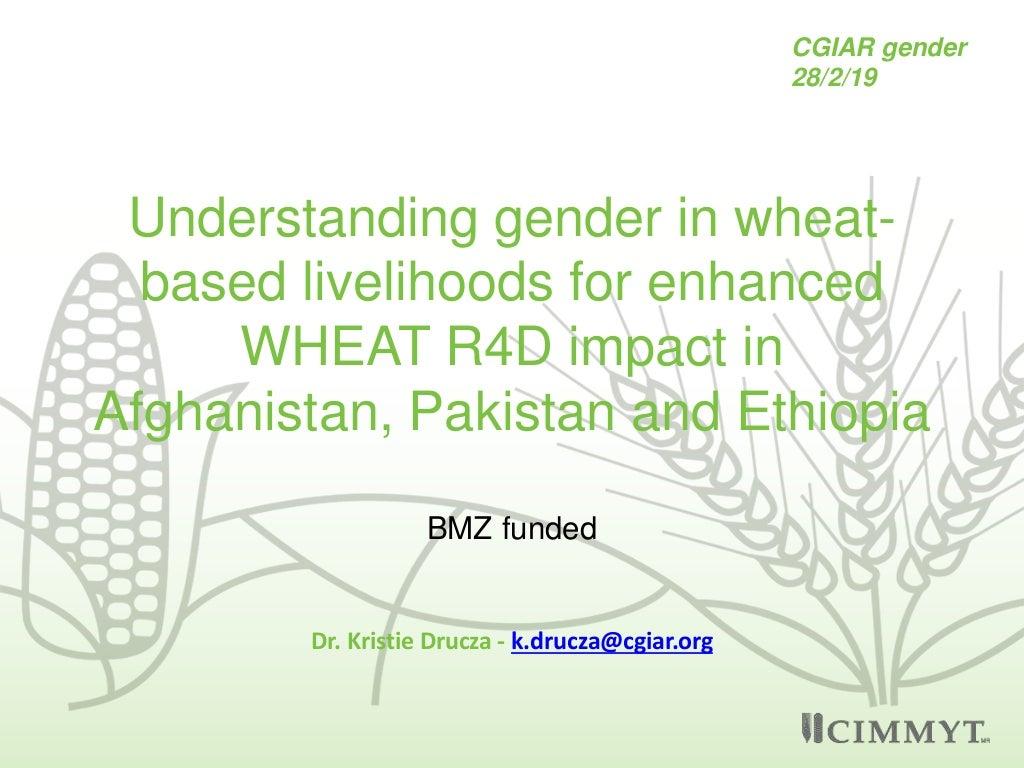 Understanding gender in wheat-based livelihoods for enhanced WHEAT R4D impact in Afghanistan, Pakistan and Ethiopia