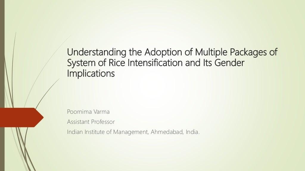 Understanding the adoption of multiple packages of system of rice intensification and its gender implications
