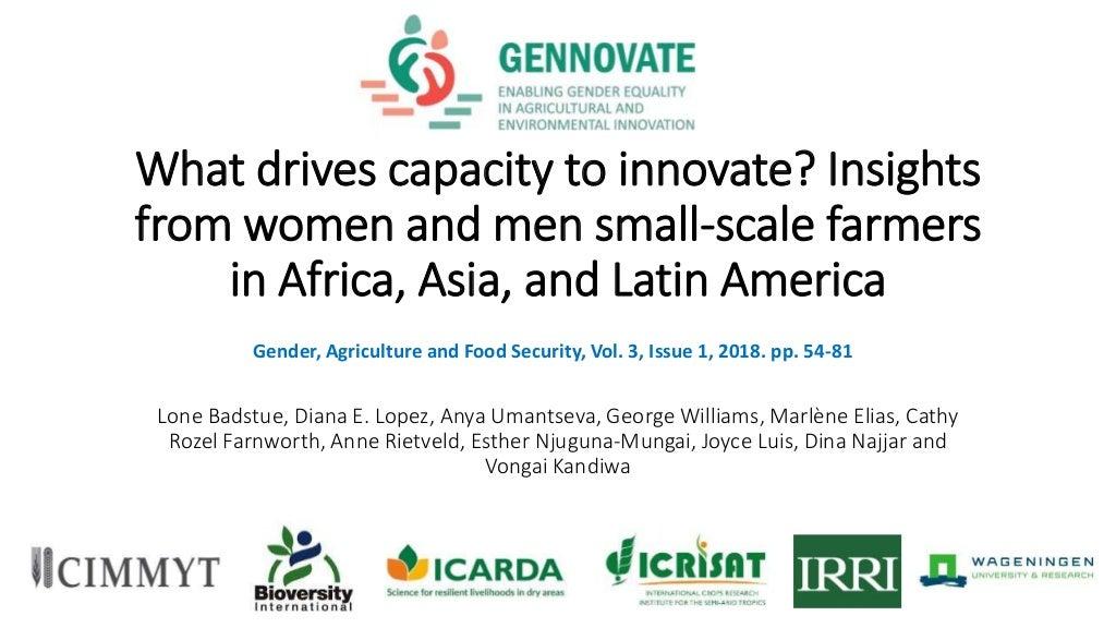 What drives capacity to innovate? Insights from women and men small-scale farmers in Africa, Asia and Latin America