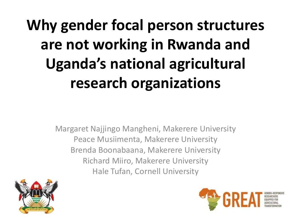 Why gender focal person structures are not working in Rwanda and Uganda's national agricultural research organizations